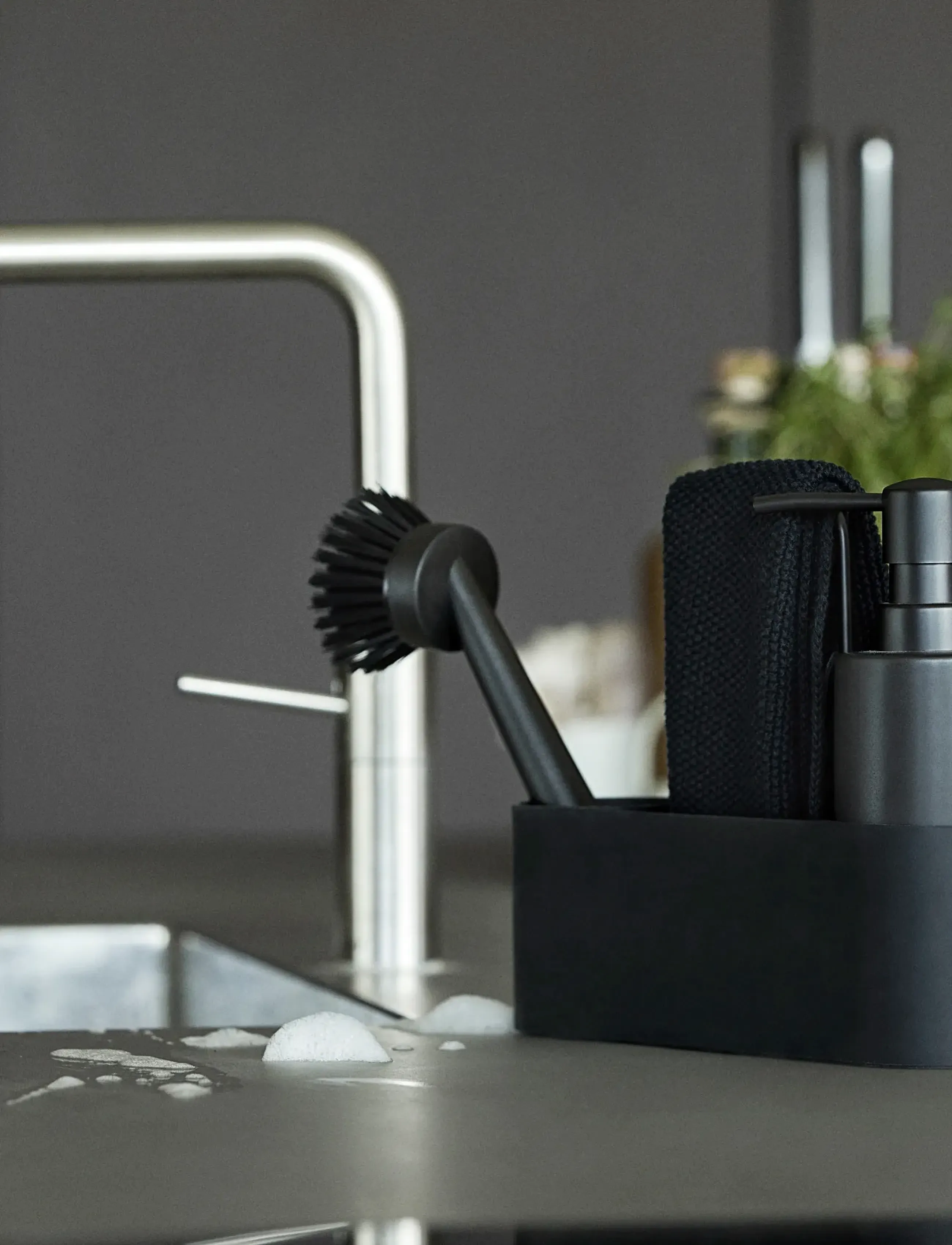 Zone Denmark Opvaskesæt Singles, 22X6.7X19 cm, Dishes & Cleaning, Schwarz - Brooms Broom Set, Homeware