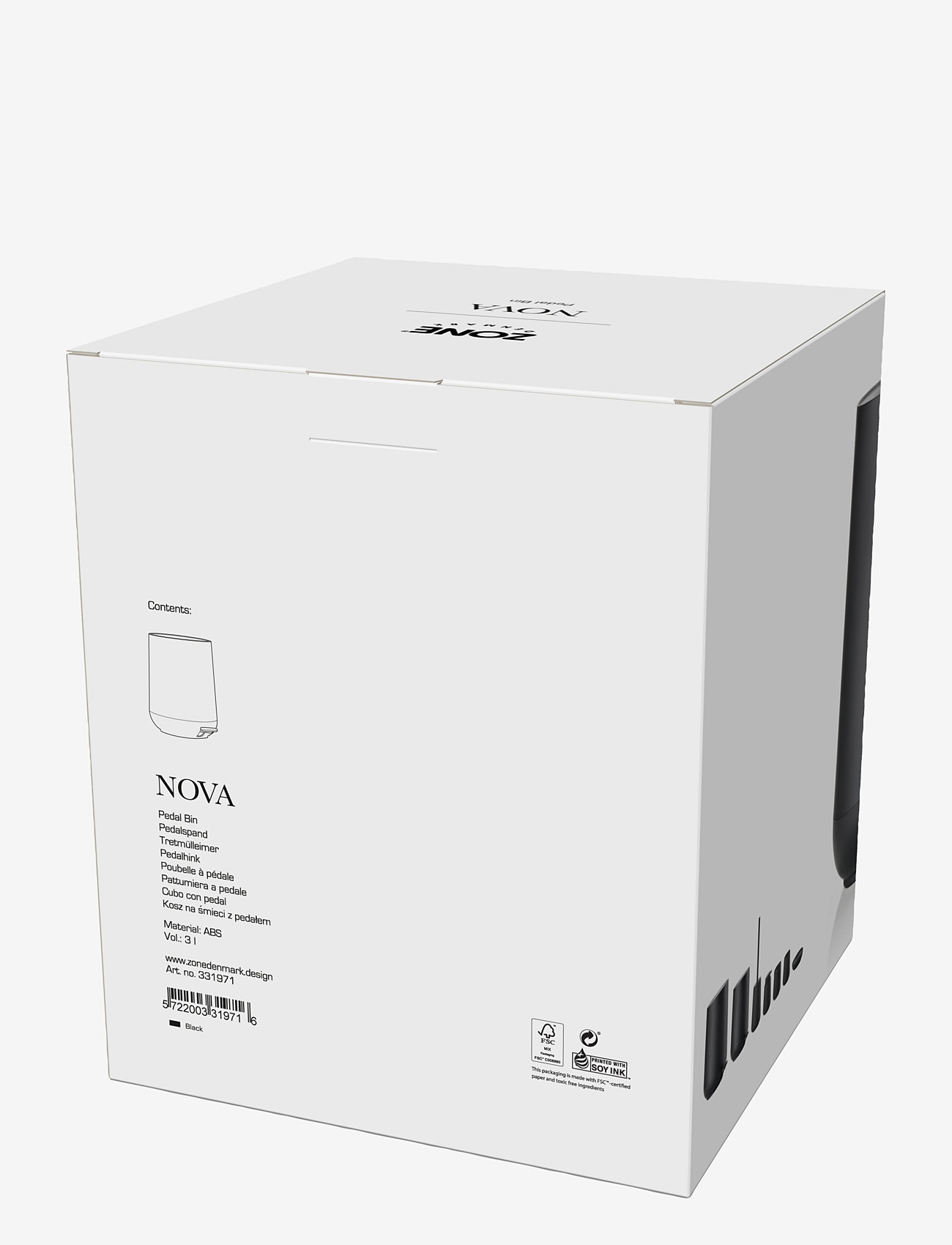 Zone Denmark - Pedal bin Nova - paberi prügikastid - black - 2