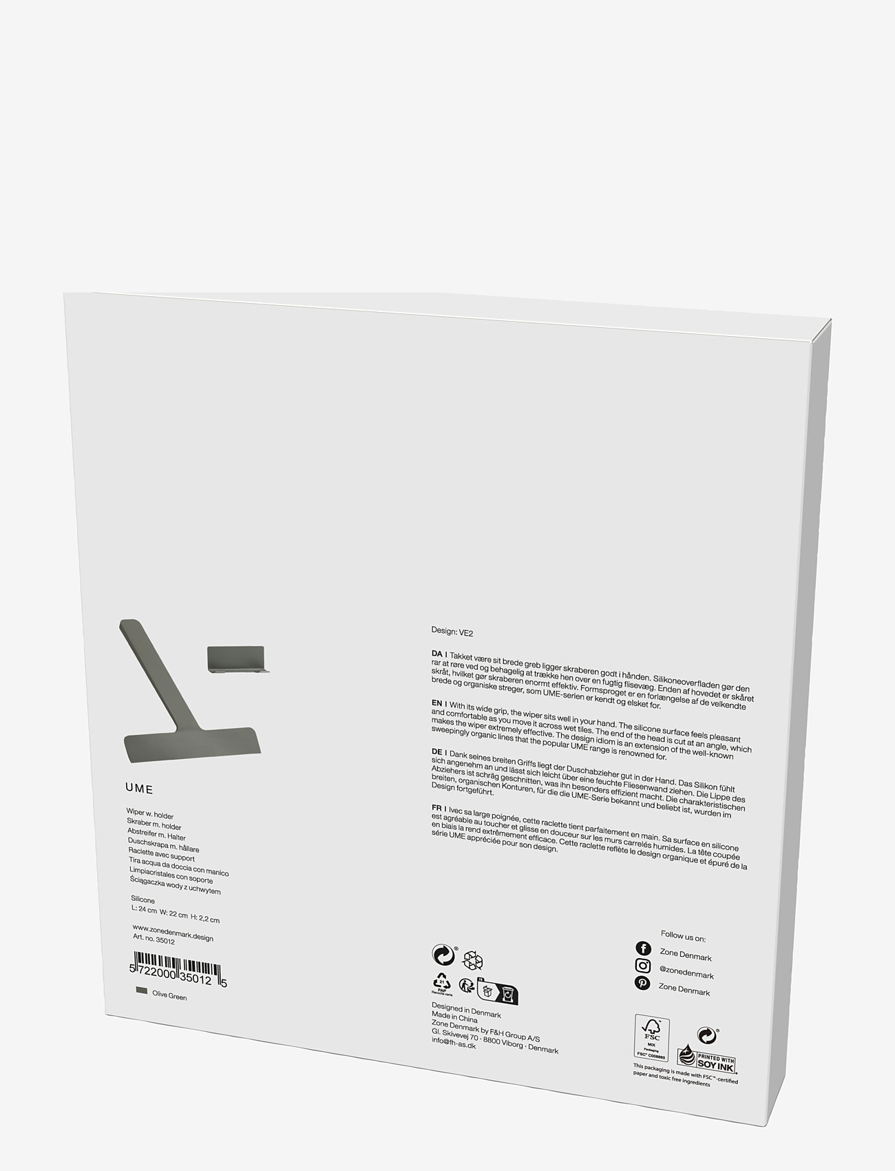 Zone Denmark - Wiper w. holder Ume - Þrif - olive green - 2