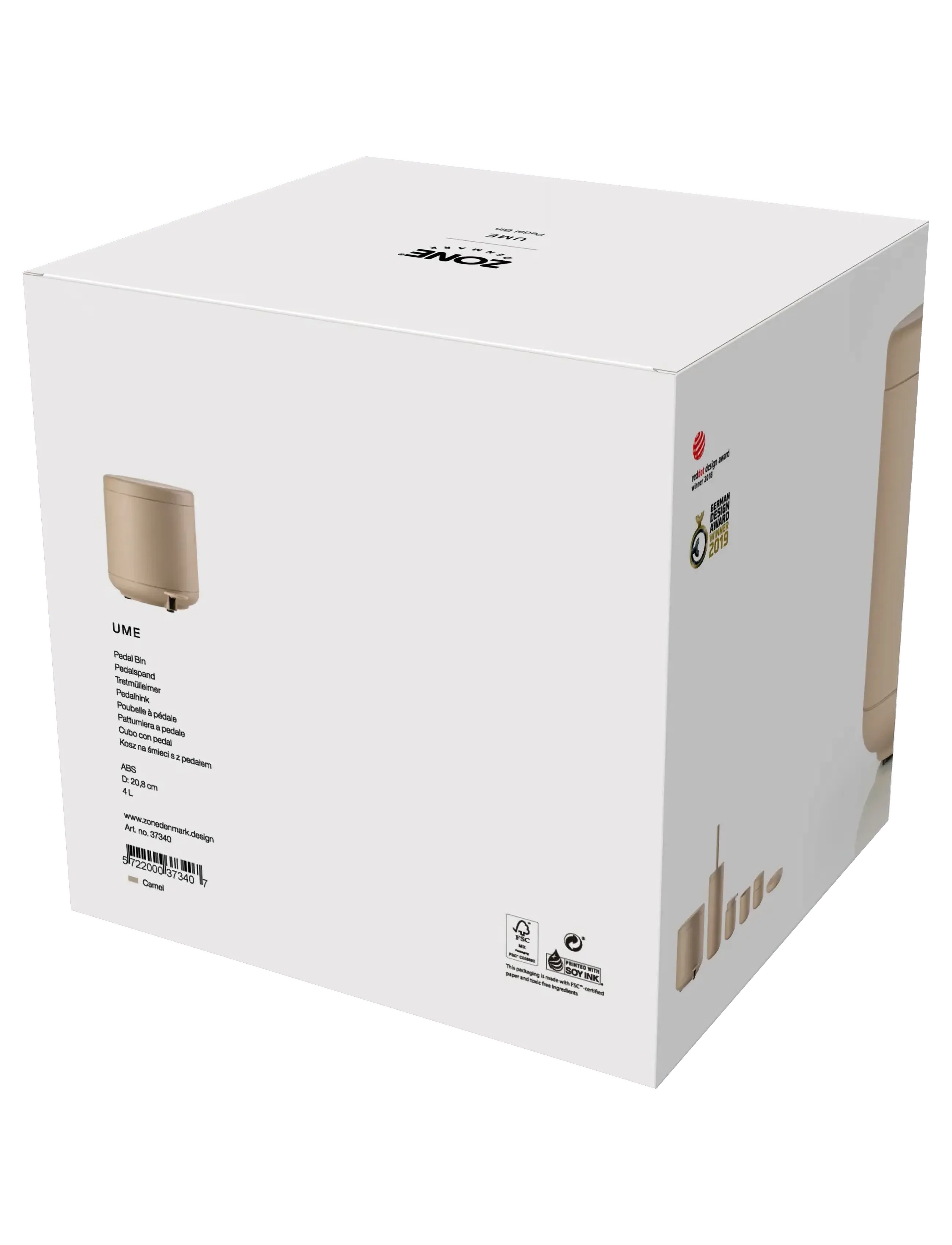 Zone Denmark - Pedalhink Ume Camel - papperskorgar - brun - 3