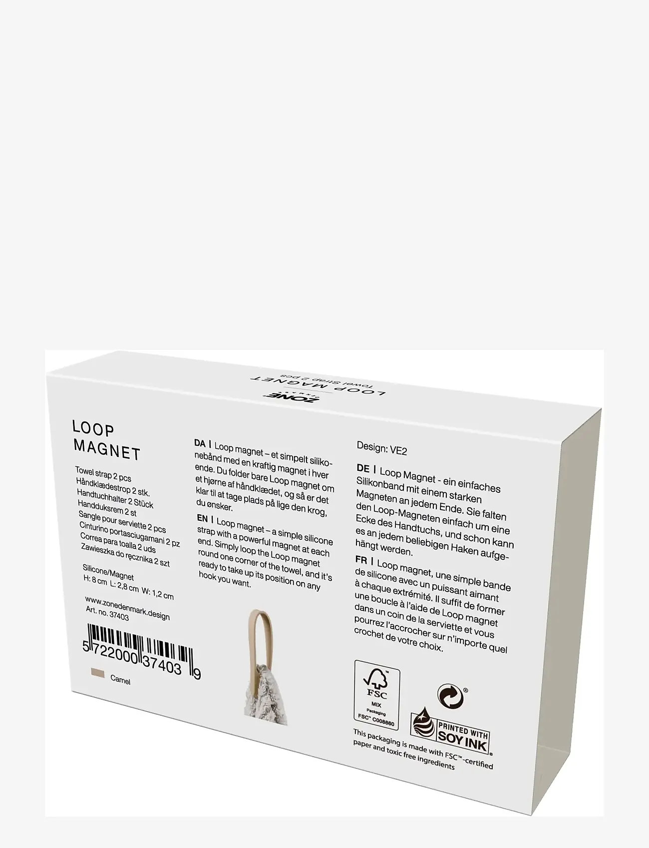 Zone Denmark - Towel strap Loop magnet 2 pcs Camel - hooks - brun - 3