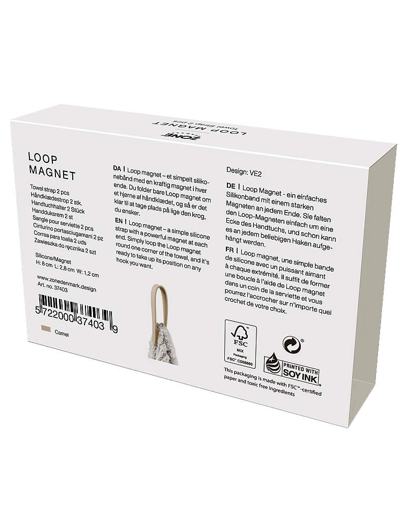 Zone Denmark - Towel strap Loop magnet 2 pcs Camel - haken - brun - 4