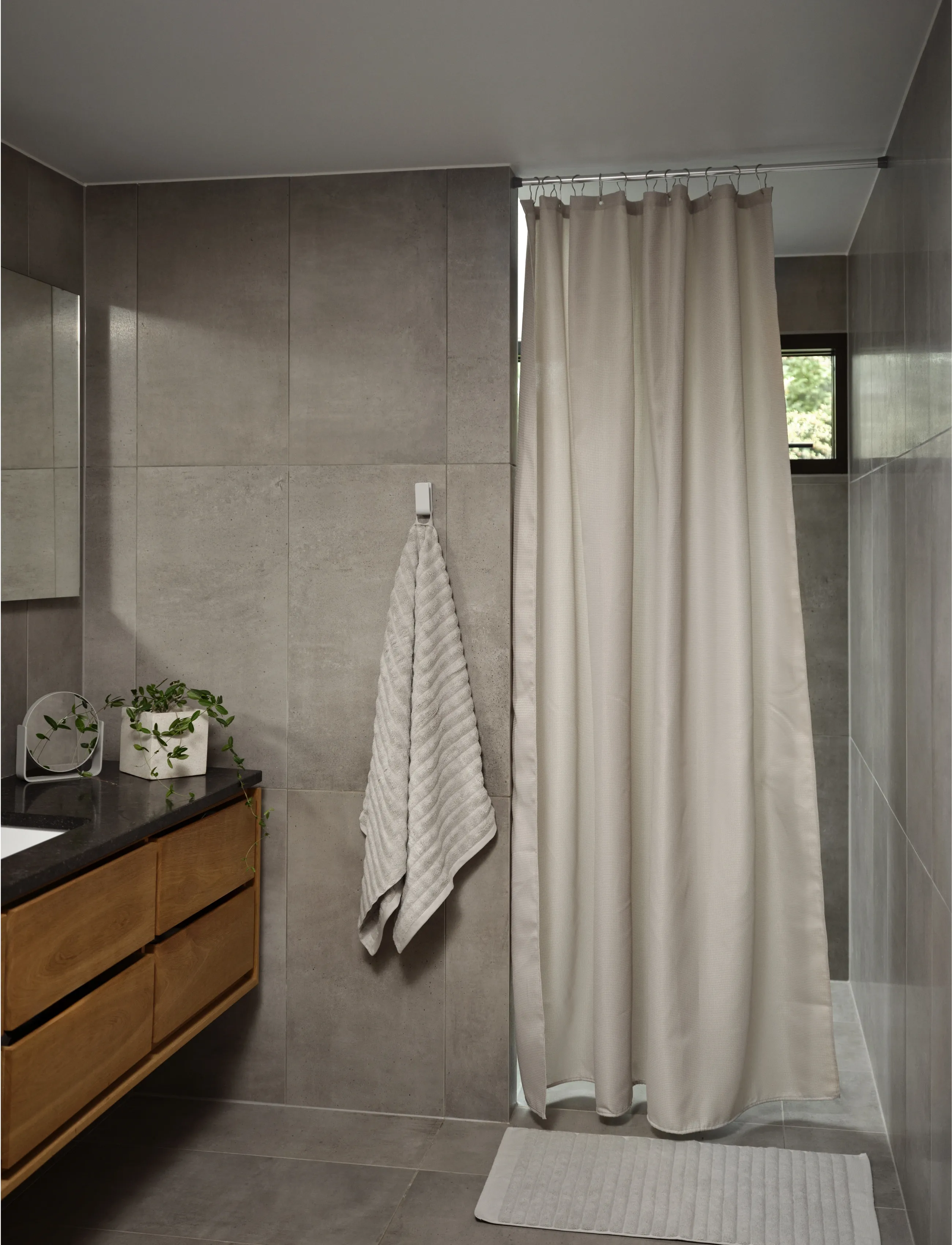 Zone Denmark Badeforhæng Lux 180X200 Soft Grey, 200X180X0.5 cm x 200, Grey, Tekstiler Til Badeværelset > Bruseforhæng, Unisex