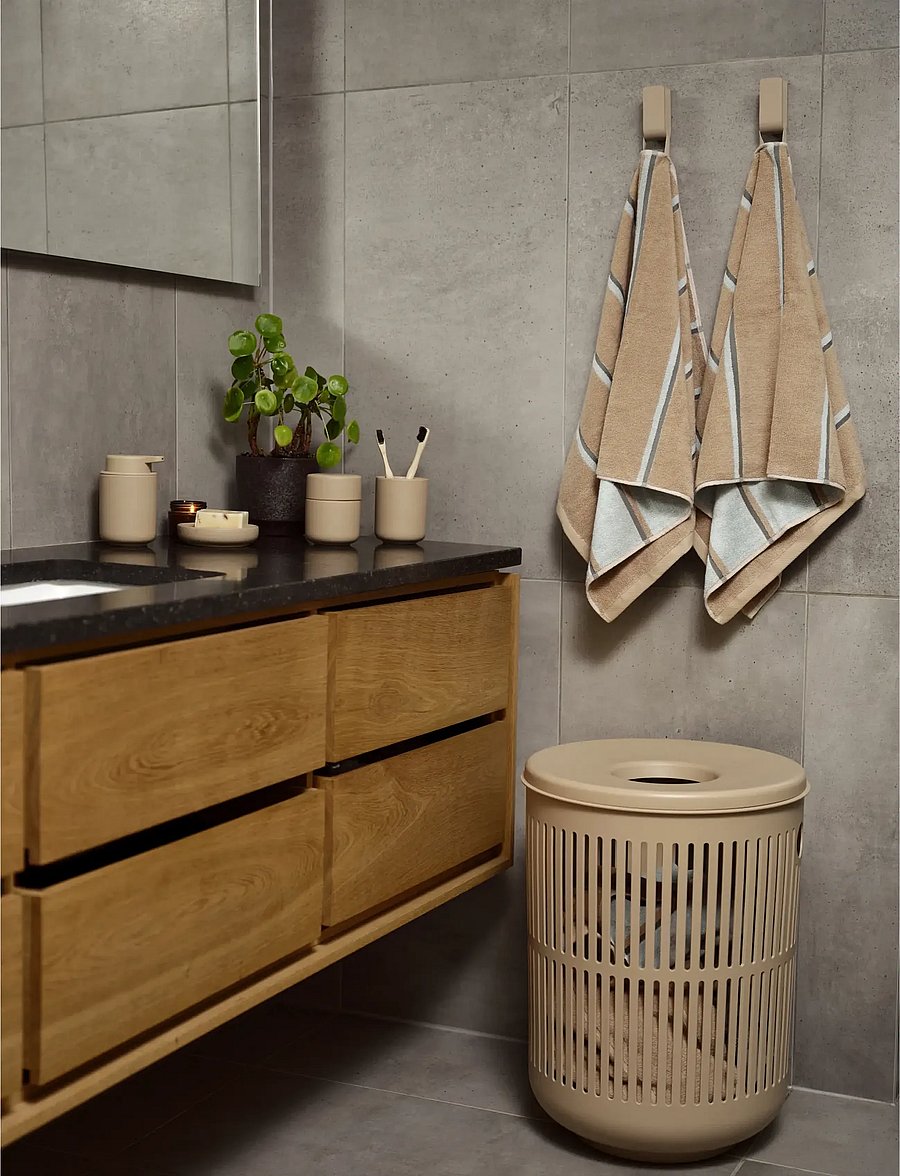 Zone Denmark - Towel Sauna 50x100 Camel/Ice Blue/Olive Green - saunalinad - brun - 4