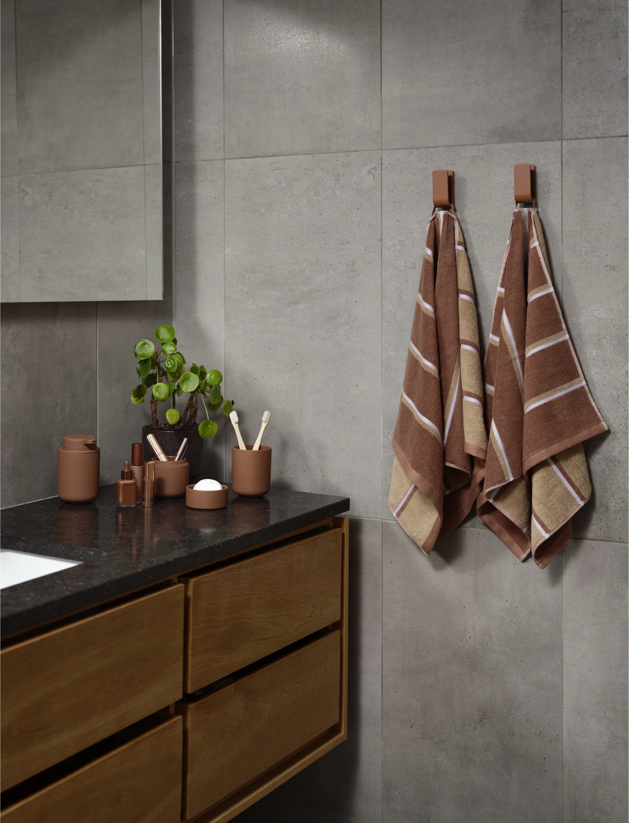 Zone Denmark - Handduk Sauna 50x100 Terracotta/Camel/Lupine - badlakan - rÖd - 2