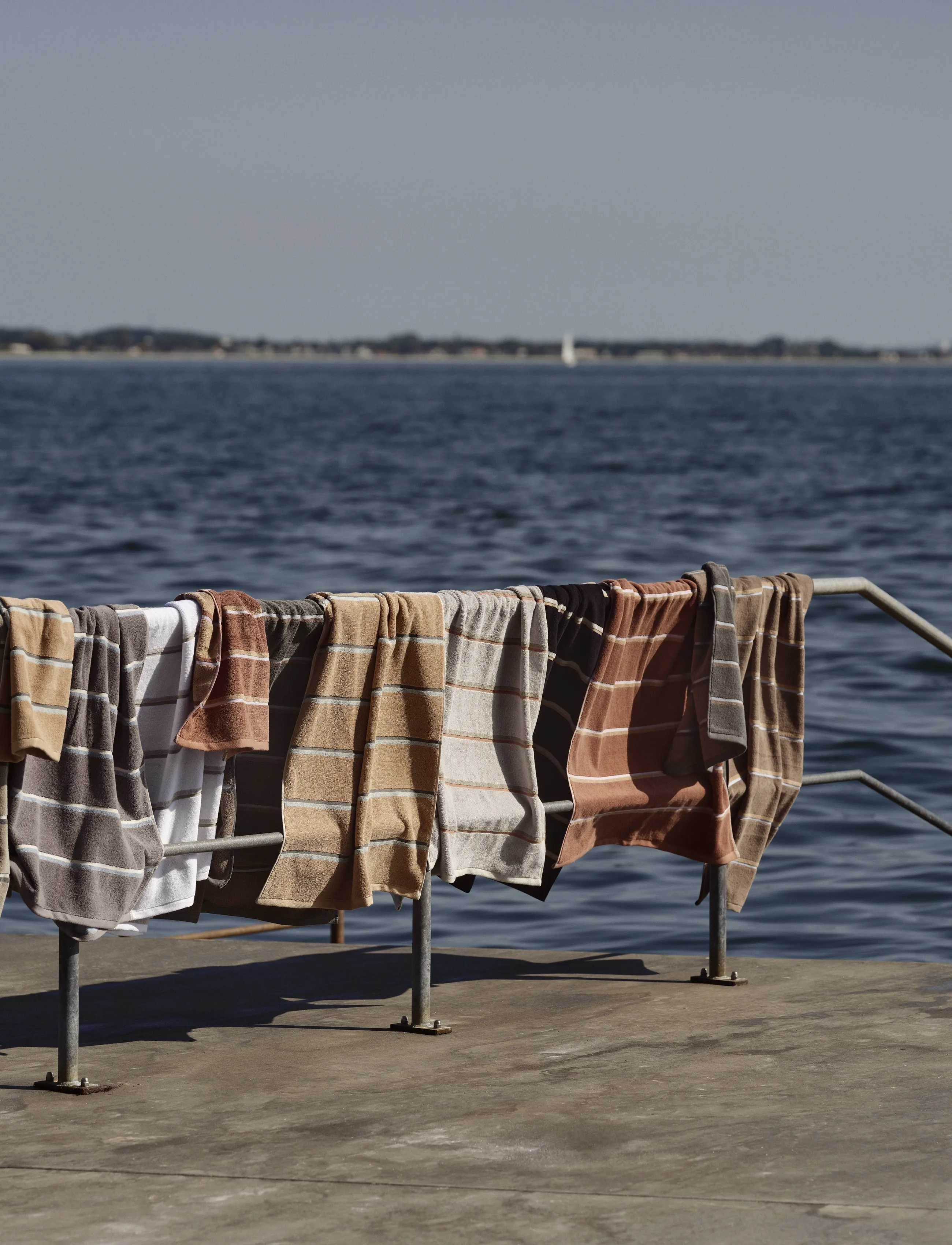 Zone Denmark Håndklæde Sauna 50X100 Olive Green/Taupe/Blue Fog, 100X50X0.5 cm x 100, Towels & Bath Towels, Grün - Homeware