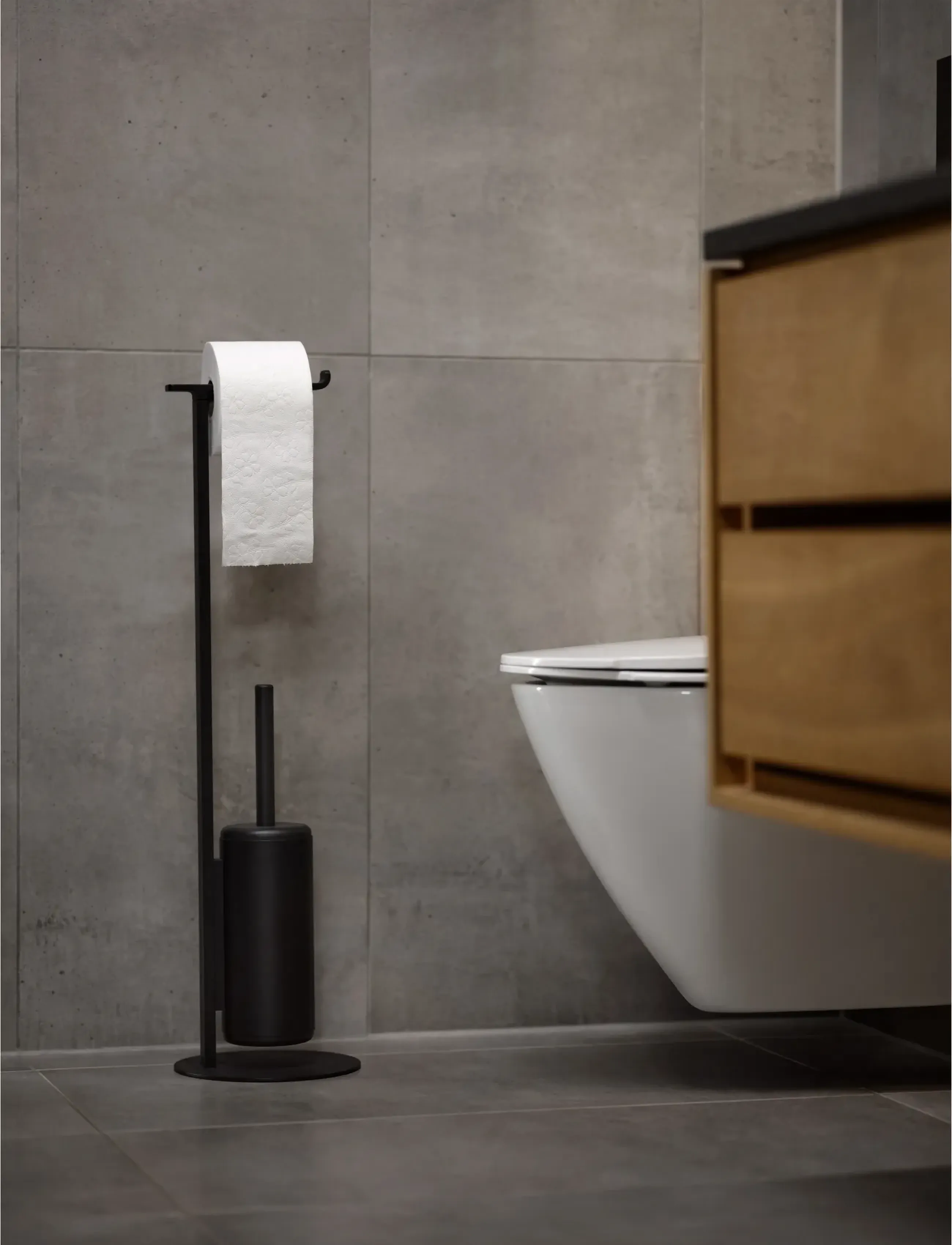 Zone Denmark Fritst. Toiletrulleh. M Børste Rim 74 Cm Black, 20X20X74.5 cm x 20, Bathroom Interior, Schwarz - Toilet Holders & Hocks, Homeware