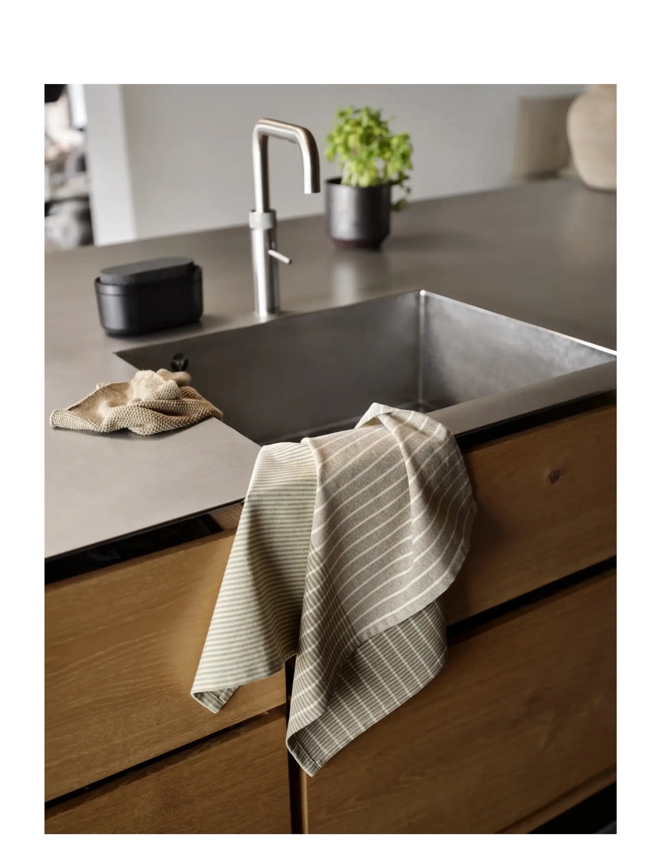 Zone Denmark - Dish cloth 3 pcs Khaki - nõudepesulapid ja -harjad - brun - 1