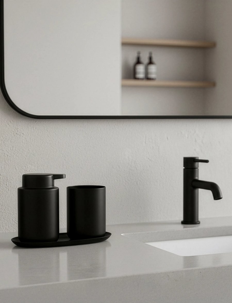 Zone Denmark - Bathroom set Ume 3 parts - zahnbürstenhalter - black - 0