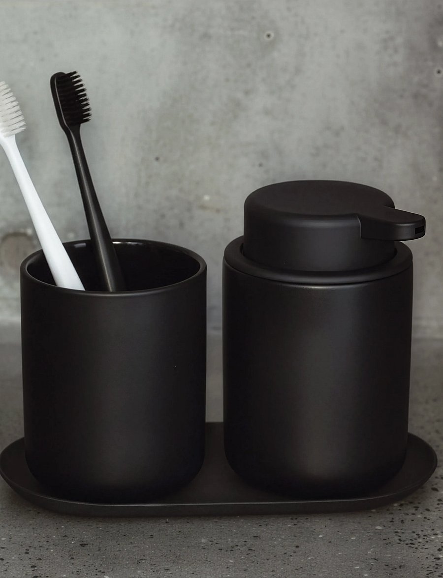 Zone Denmark - Bathroom set Ume 3 parts - zahnbürstenhalter - black - 2