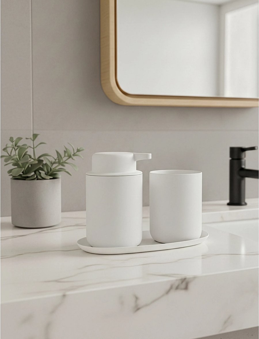 Zone Denmark - Bathroom set Ume 3 parts - zahnbürstenhalter - white - 0