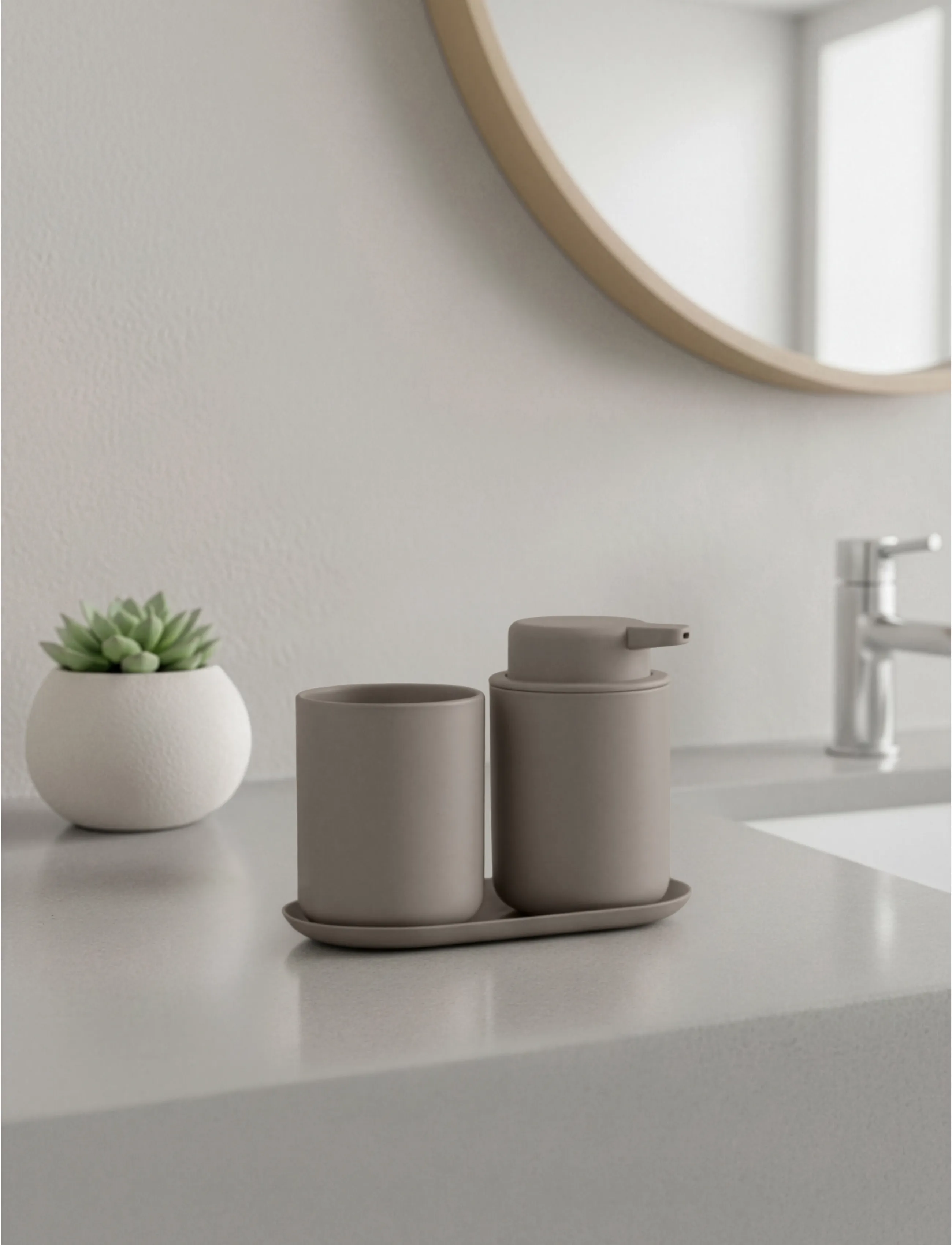 Zone Denmark - Bathroom set Ume 3 parts - zahnbürstenhalter - brown - 0