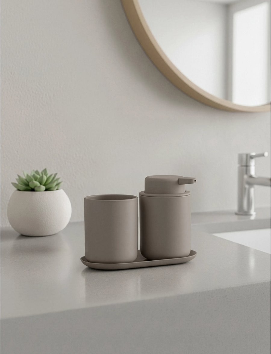 Zone Denmark - Bathroom set Ume 3 parts - zahnbürstenhalter - brown - 0