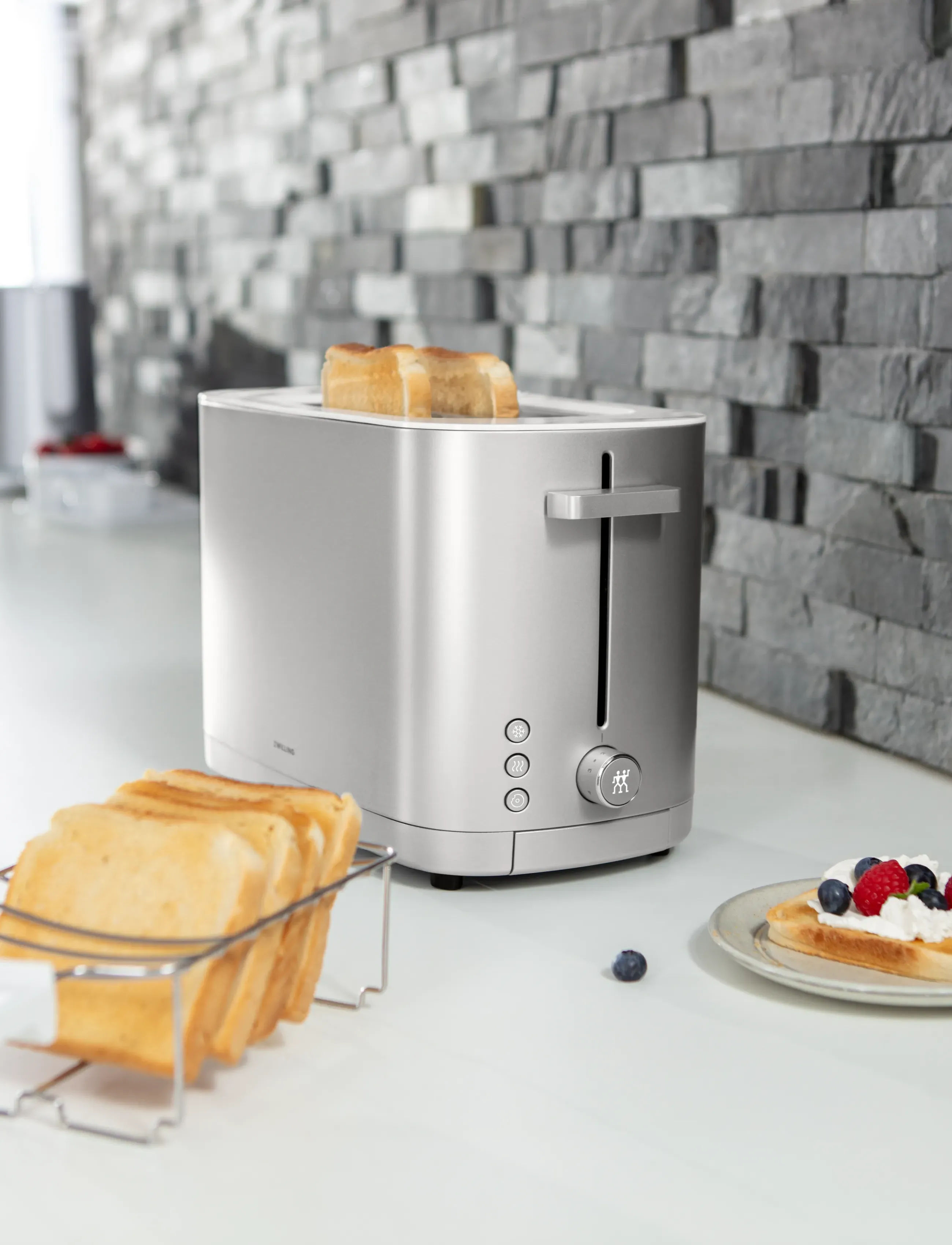 Zwilling - Brödrost med bull/bröd värmare, 2 korta fack, 1000W  Silver - skrudintuvai - silver - 5
