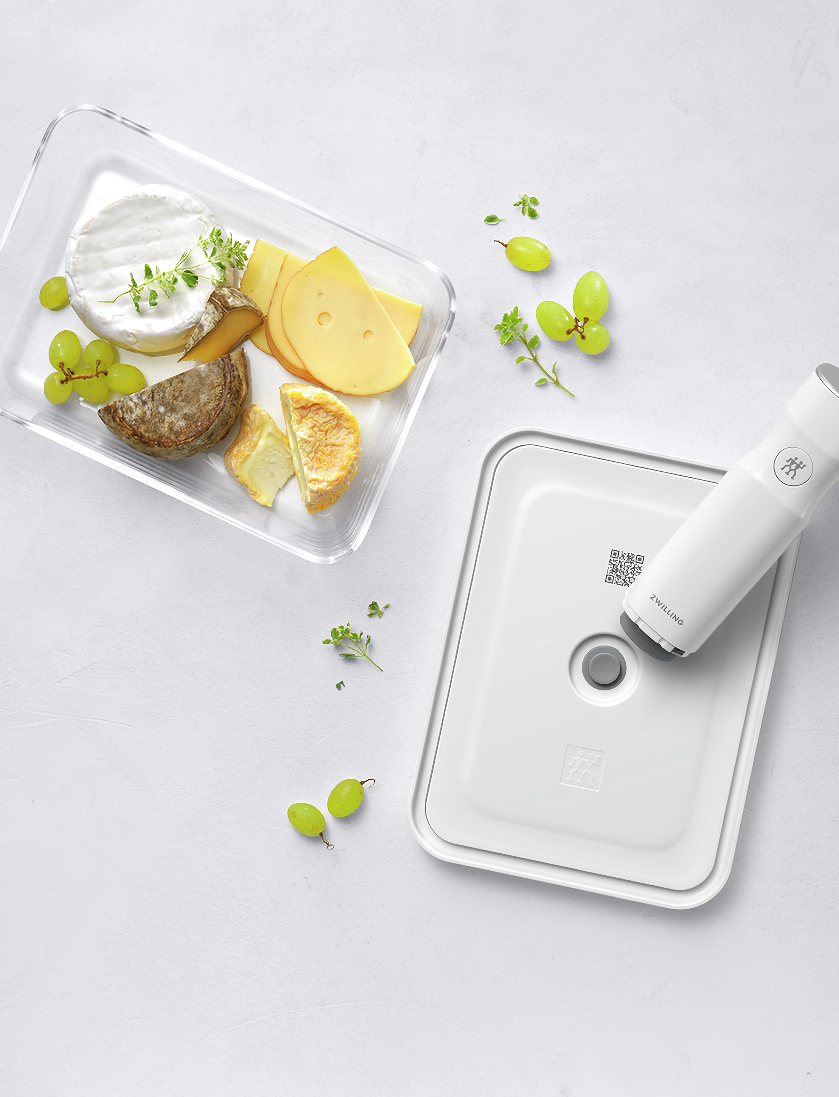 Zwilling Fresh & Save, Vakuum Køleboks Frigde Grå Glas, 24.1X18.1X8.8 cm, Kitchen Storage, Weiß - Boxes Containers, Homeware
