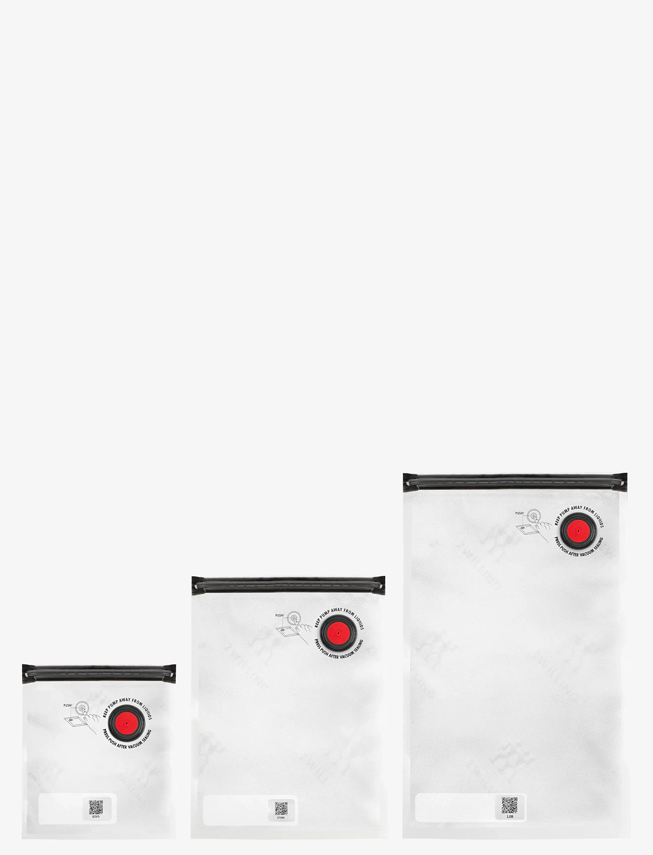 Zwilling - Fresh & Save Vakuum påsar. Innehåller:  4 st S - 4 stM - 2 st L - vakuumverpacker - clear - 1