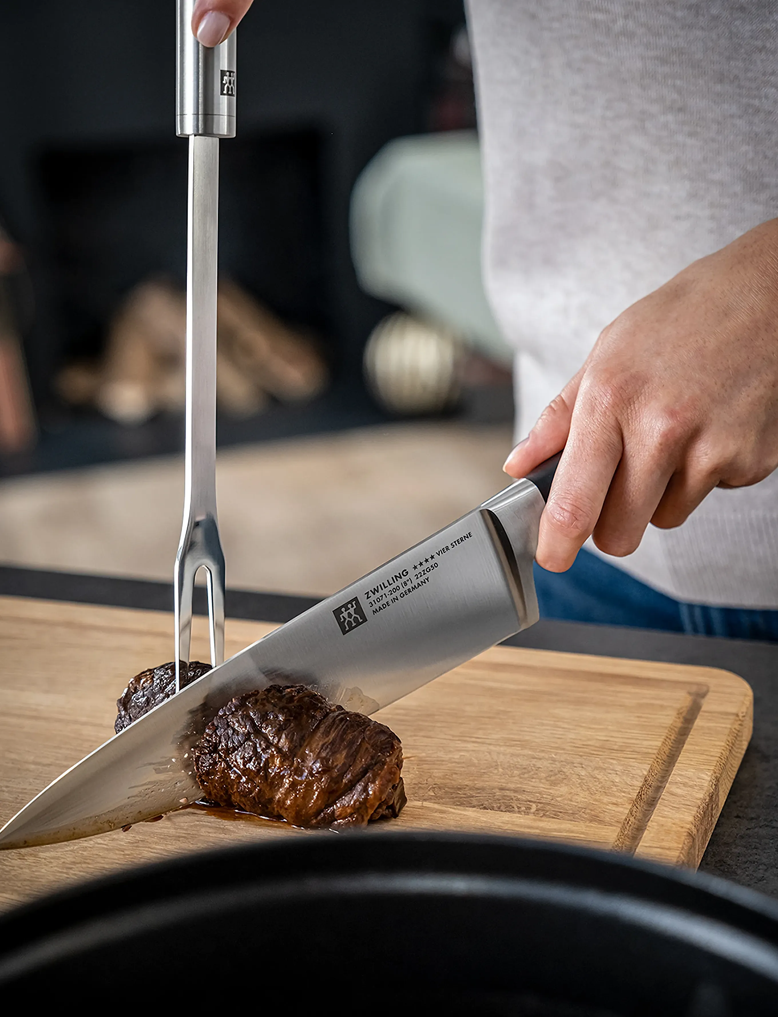 Zwilling Kød-/Grillgaffel, L:33.5 cm, Silver, Knive & Tilbehør > Kødgafler, Unisex