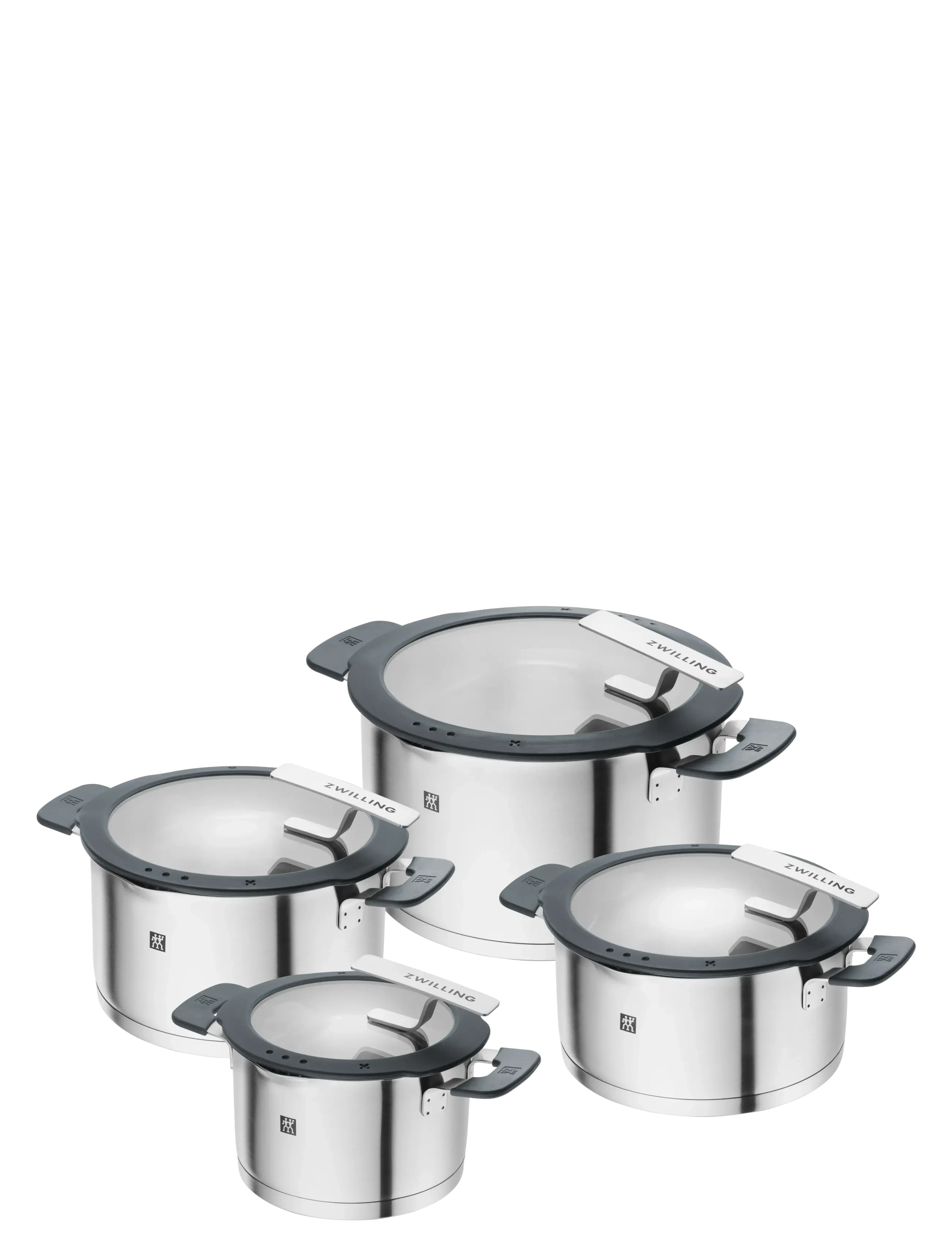 ZWILLING Grytset Simplify 4-Delar & 4 Glaslock Grau - One Size - Unisex