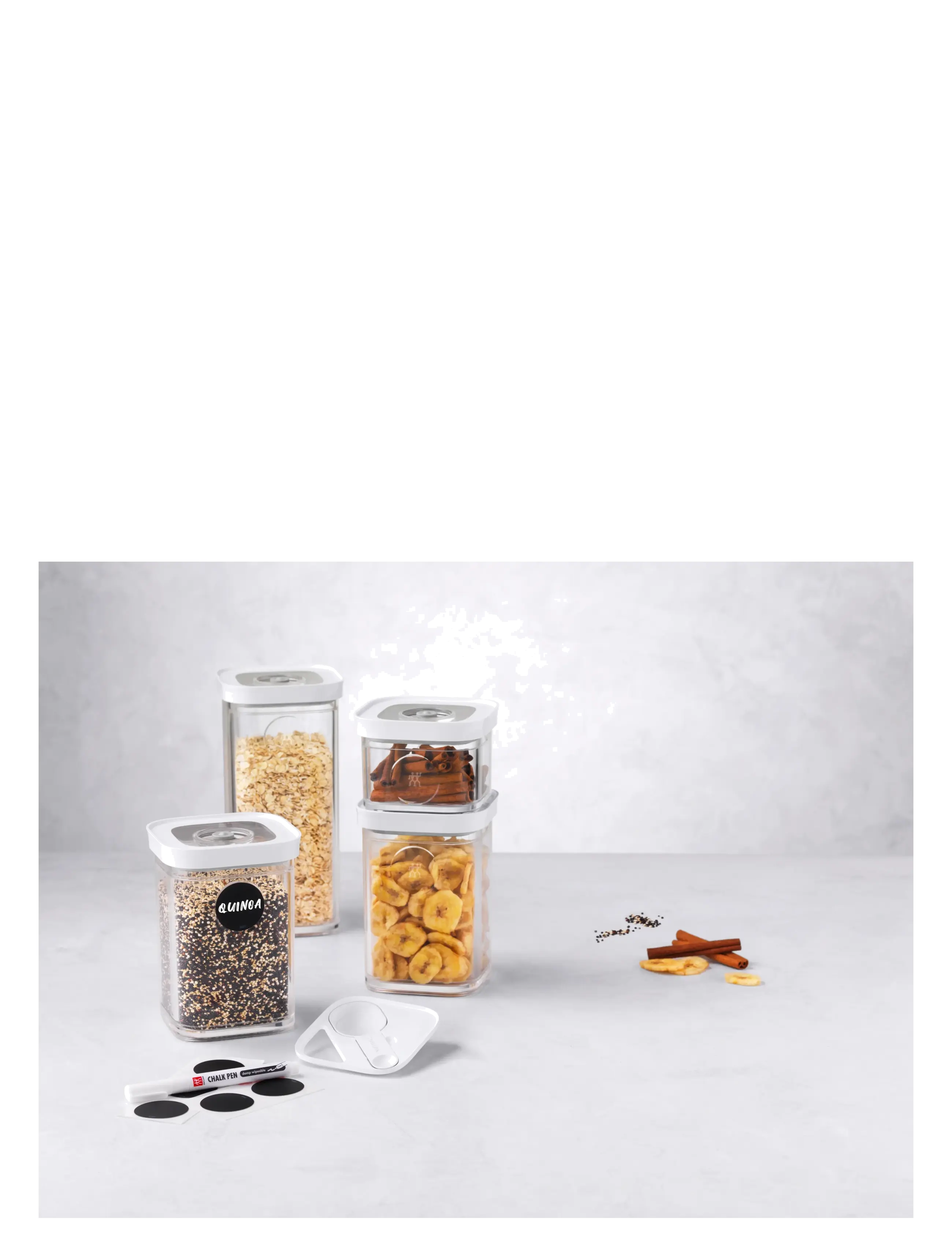 Zwilling - Fresh & Save Cube Set S6 transparent-vit. Innehåller 1 x S box, 2 x 2S box, 1 x 3S box, 1 måttinsats - mad opbevaring - clear - 2