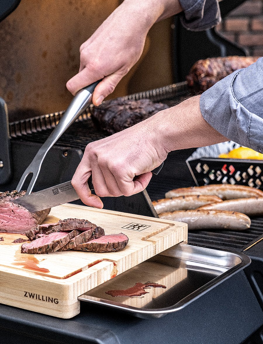 Zwilling - BBQ+ Bamboo cutting board with tray, 39 x 30 cm - brown - 4