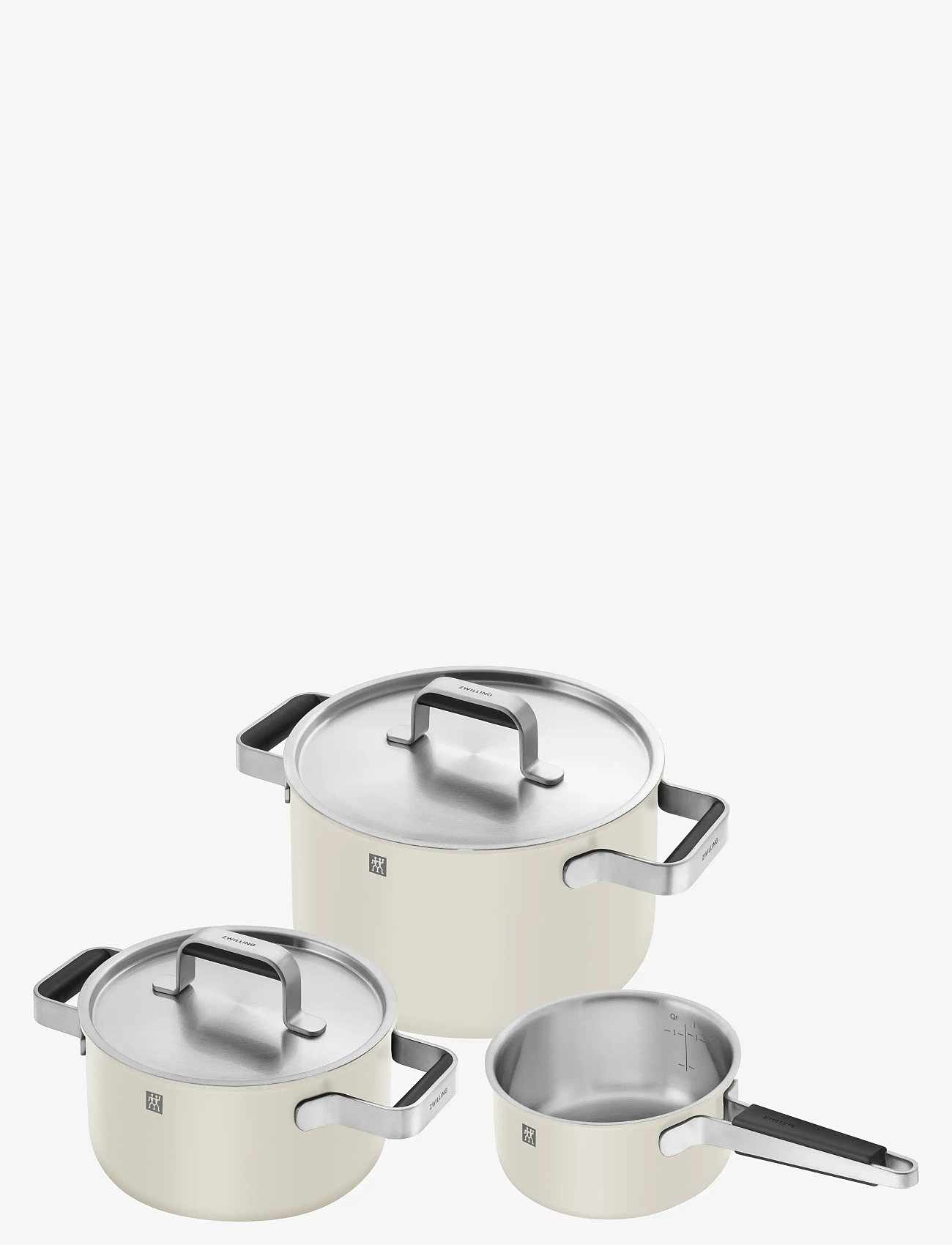 Zwilling - Grytset Pure 3 delar + 2 lock, elfenbens vit. - støbejernsgryde - white - 0