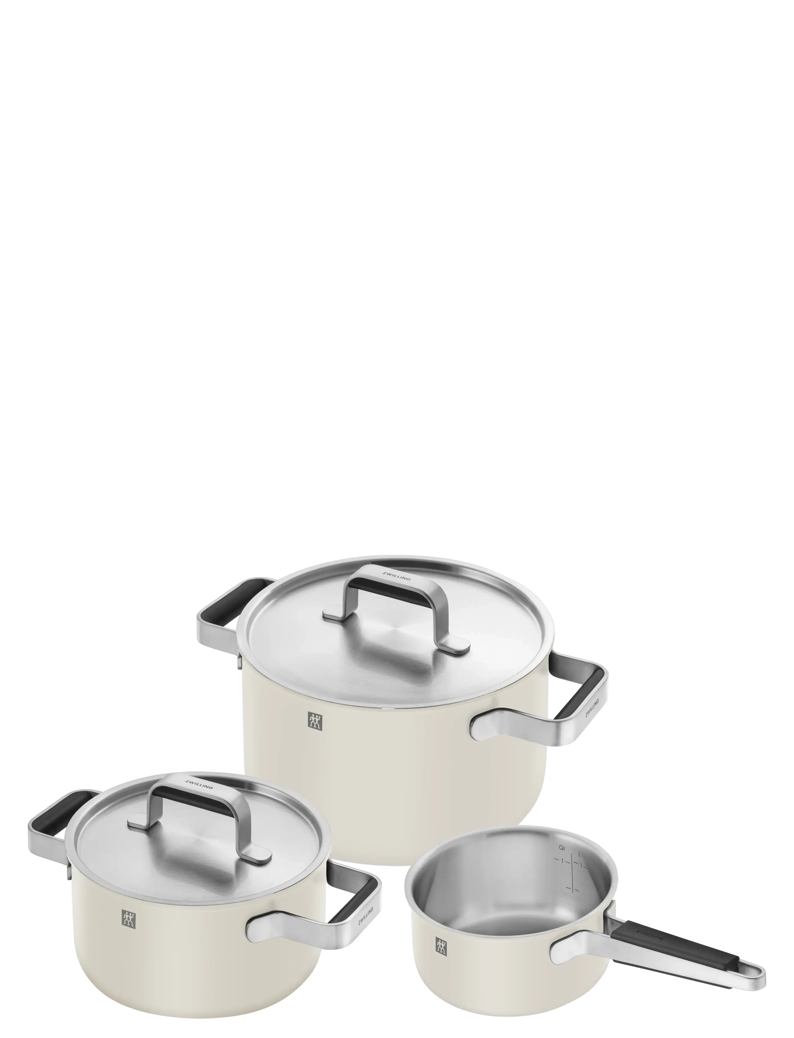 Grytset Pure 3 delar + 2 lock, elfenbens vit. - WHITE