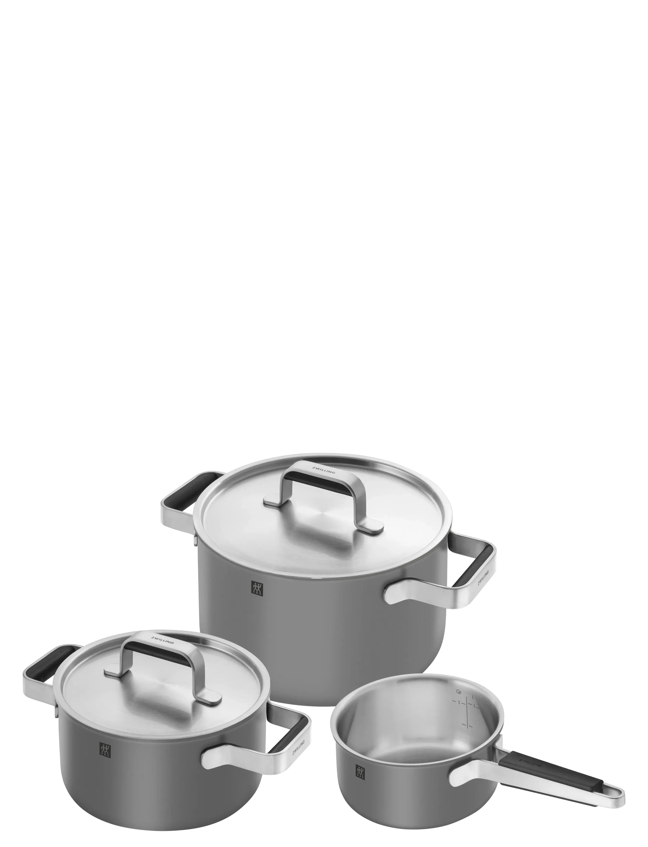 ZWILLING Grytset Pure 3 Delar + 2 Lock, Grå Grau - One Size - Unisex