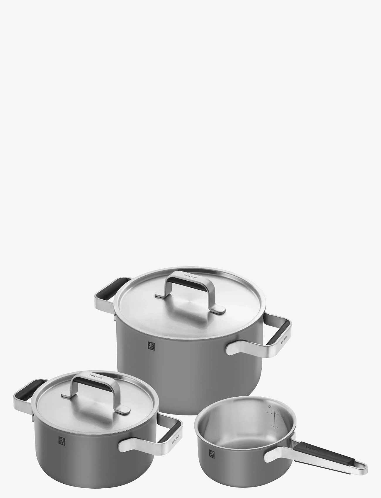 Zwilling - Grytset Pure 3 delar + 2 lock, grå - saucepan sets - grey - 1