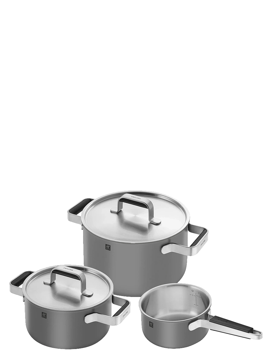 Zwilling - Grytset Pure 3 delar + 2 lock, grå - stieltopf-sets - grey - 1