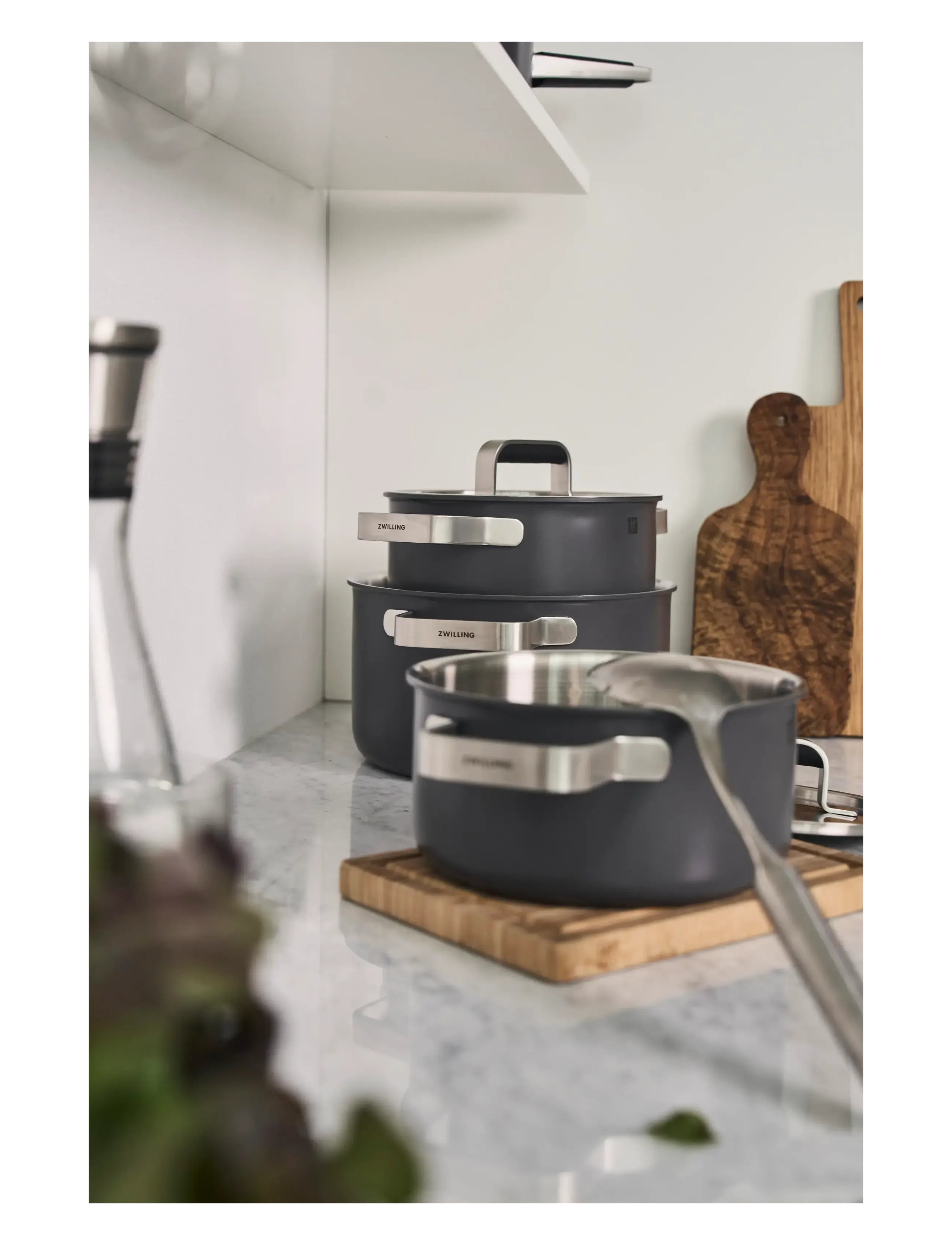 Zwilling - Grytset Pure 3 delar + 2 lock, grå - pottasett - grey - 2