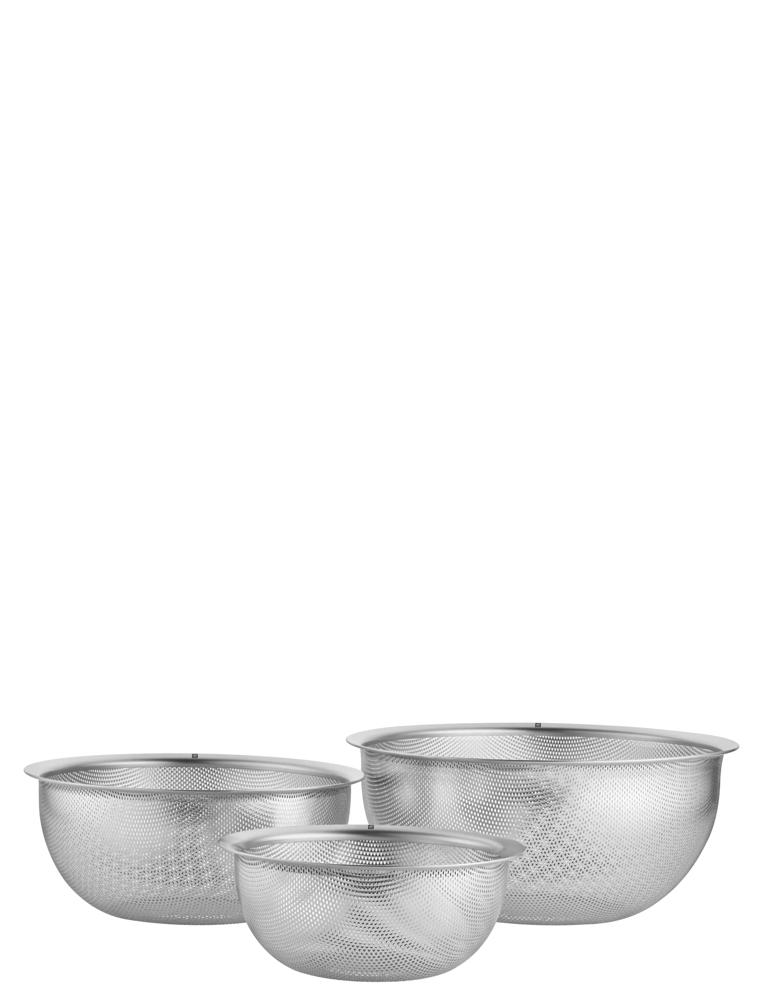 Durkslag/sil/ångkok set 3 st. S 16 cm + M 20 cm +  L 24 cm. 18/10 rostfritt stål. - GREY