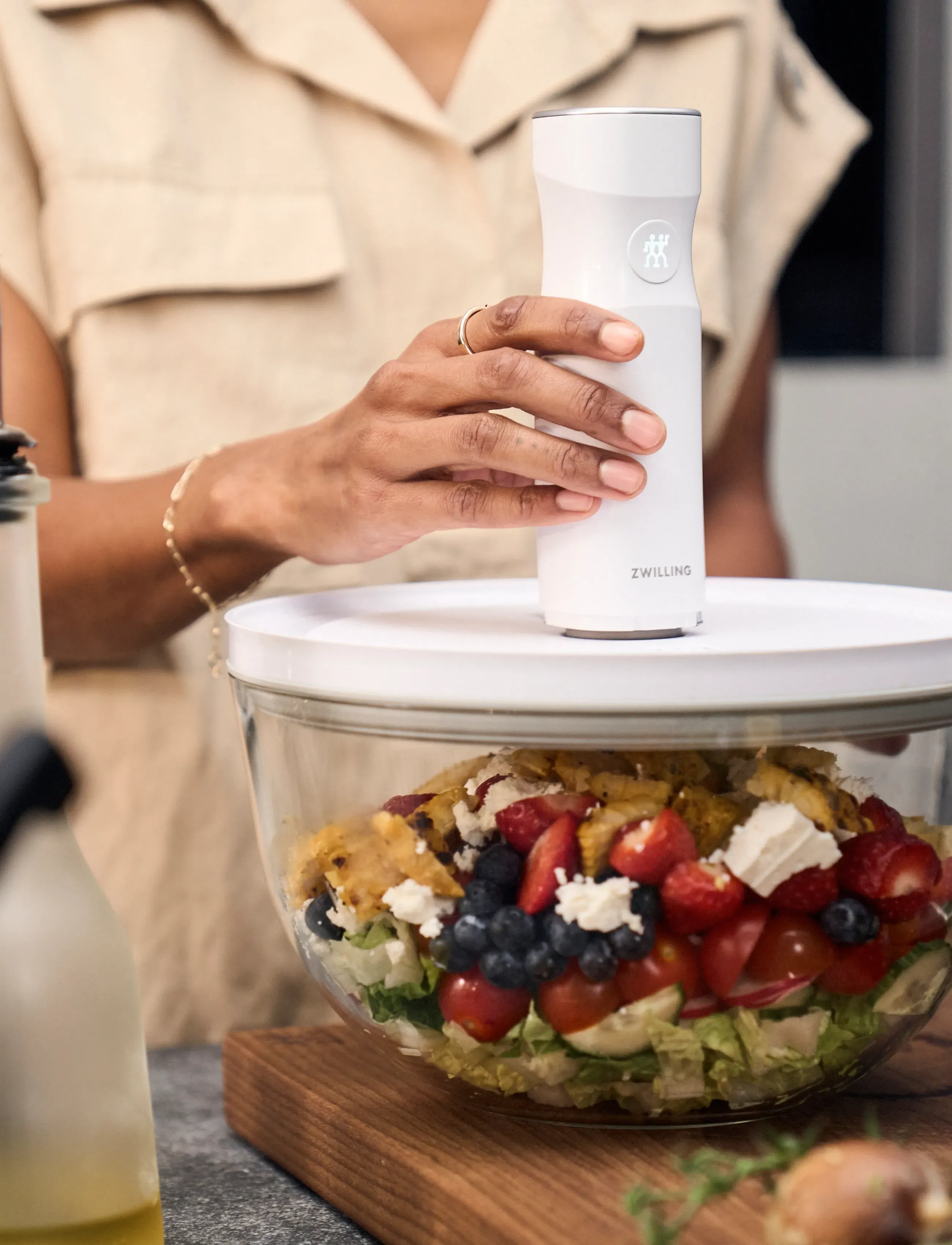 Zwilling Fresh & Save Vakuumskål Glas L 26 Cm, 4 L, Kitchen Storage, Weiß - Boxes Containers, Homeware