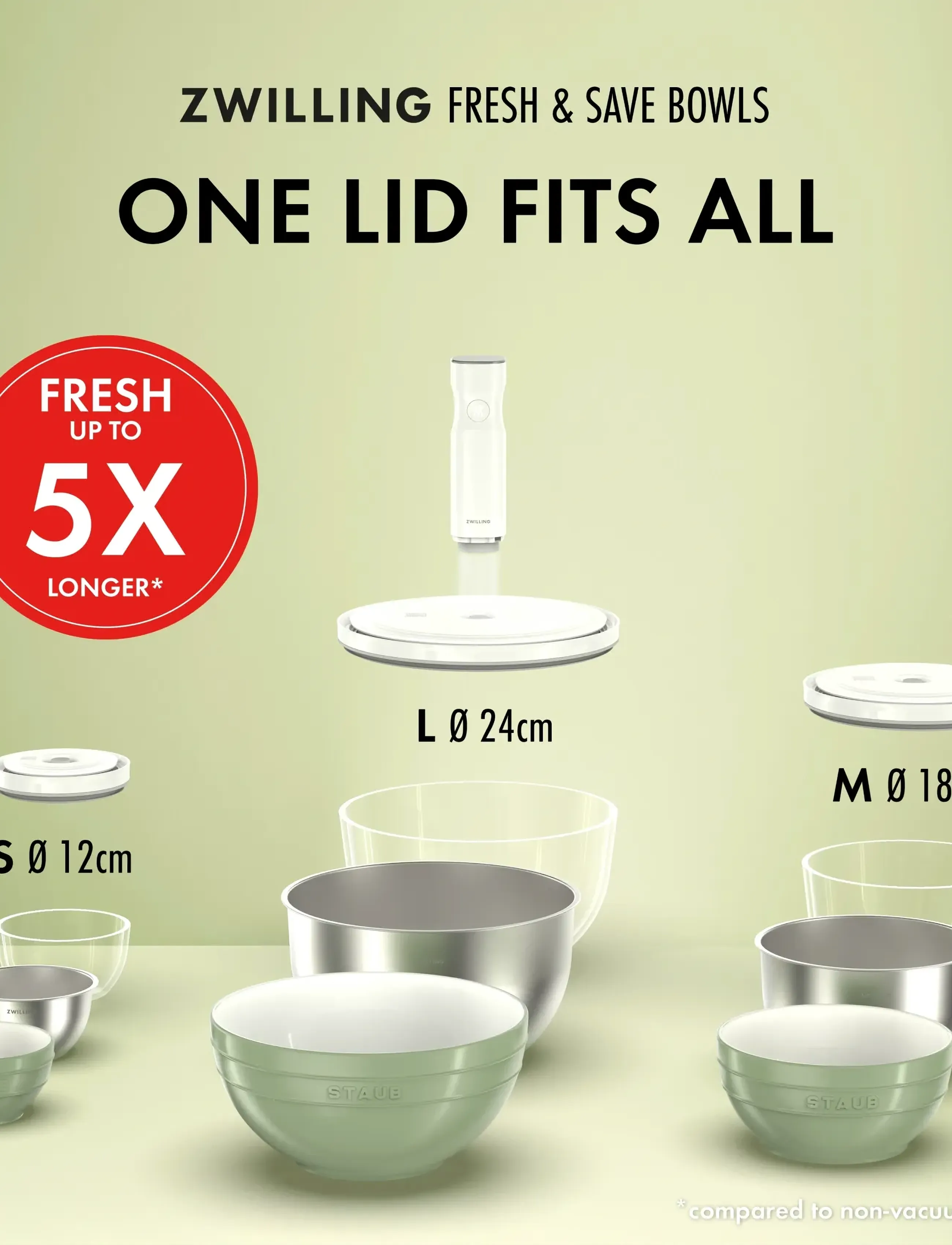 Zwilling - Fresh & Save Vakuumskål glas L 26 cm, 4 L - stiklainiai - clear - 5