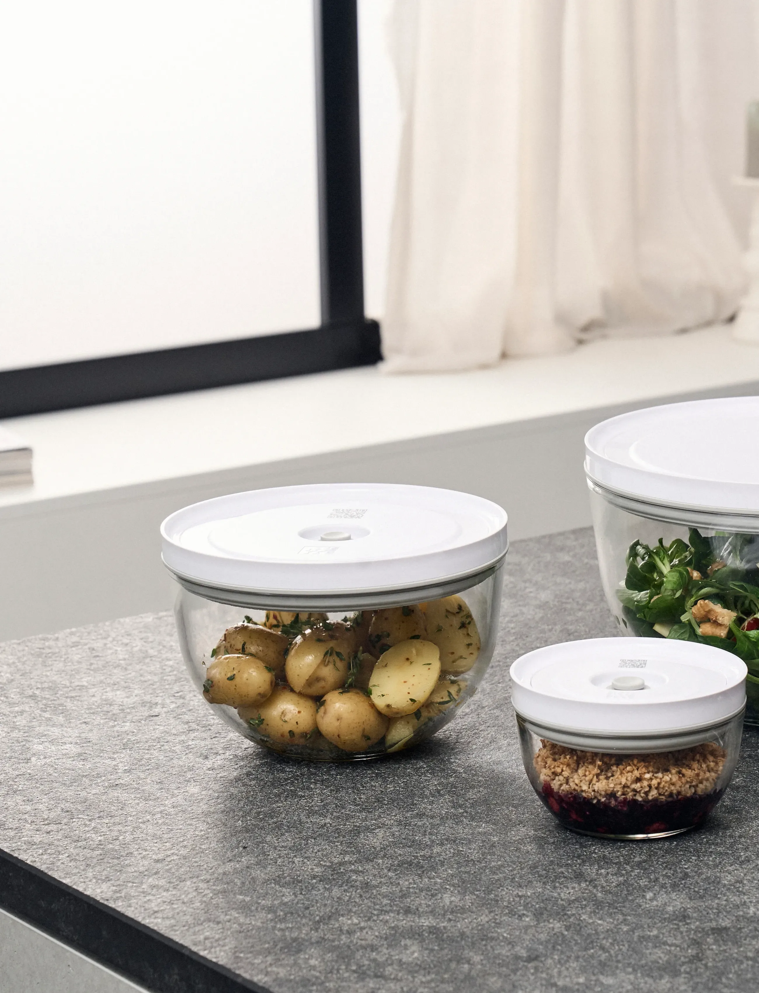 Zwilling Fresh & Save Vakuumskålset Glas 6 Delar., One Size, Kitchen Storage, Weiß - Boxes Containers, Homeware