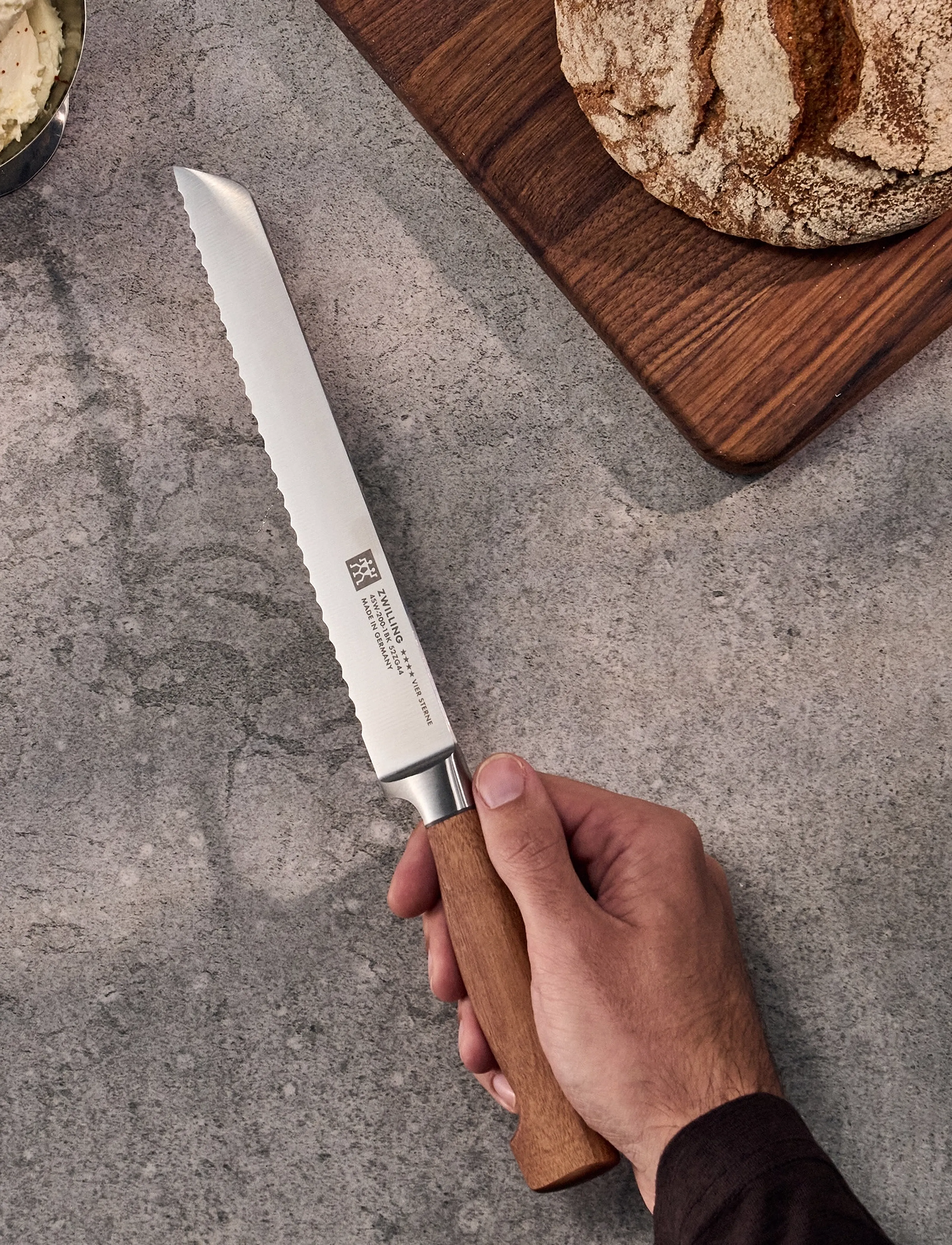 Zwilling - Bread knife, VIER STERNE Wood, 20 cm - brødknive - brown - 0