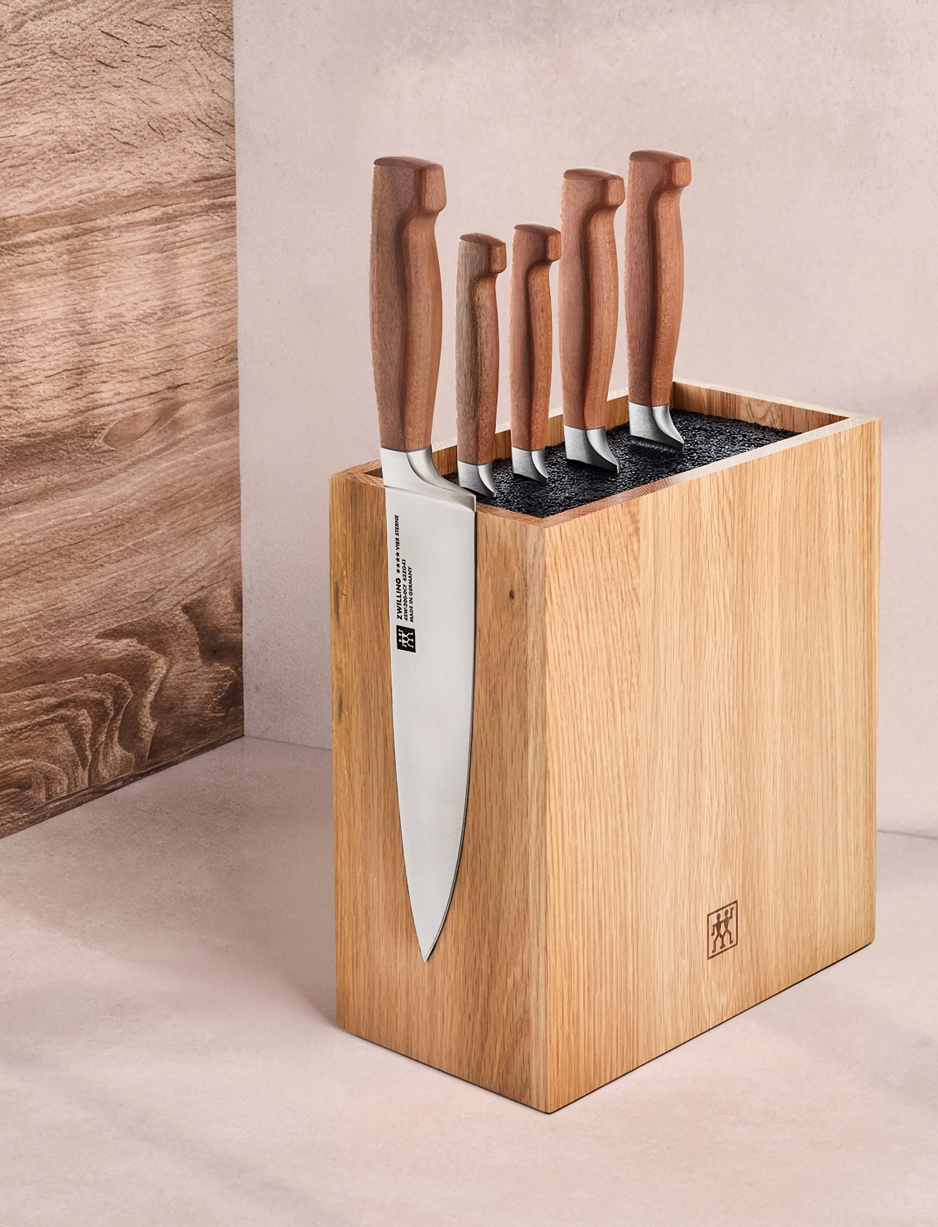 Zwilling - Knife block set, VIER STERNE Wood, 6-pieces - knivsæt - brown - 3